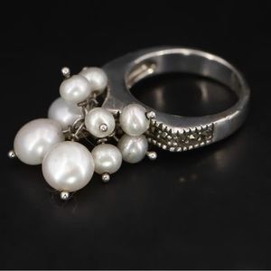 Judith Jack Sterling articulated Pearl cha cha Ring Size -6